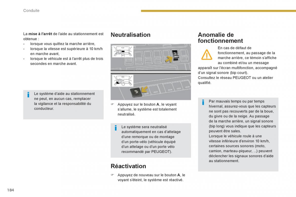 Peugeot 3008 Hybrid manuel du proprietaire / page 186