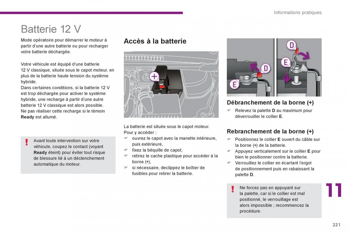 Peugeot 3008 Hybrid manuel du proprietaire / page 223