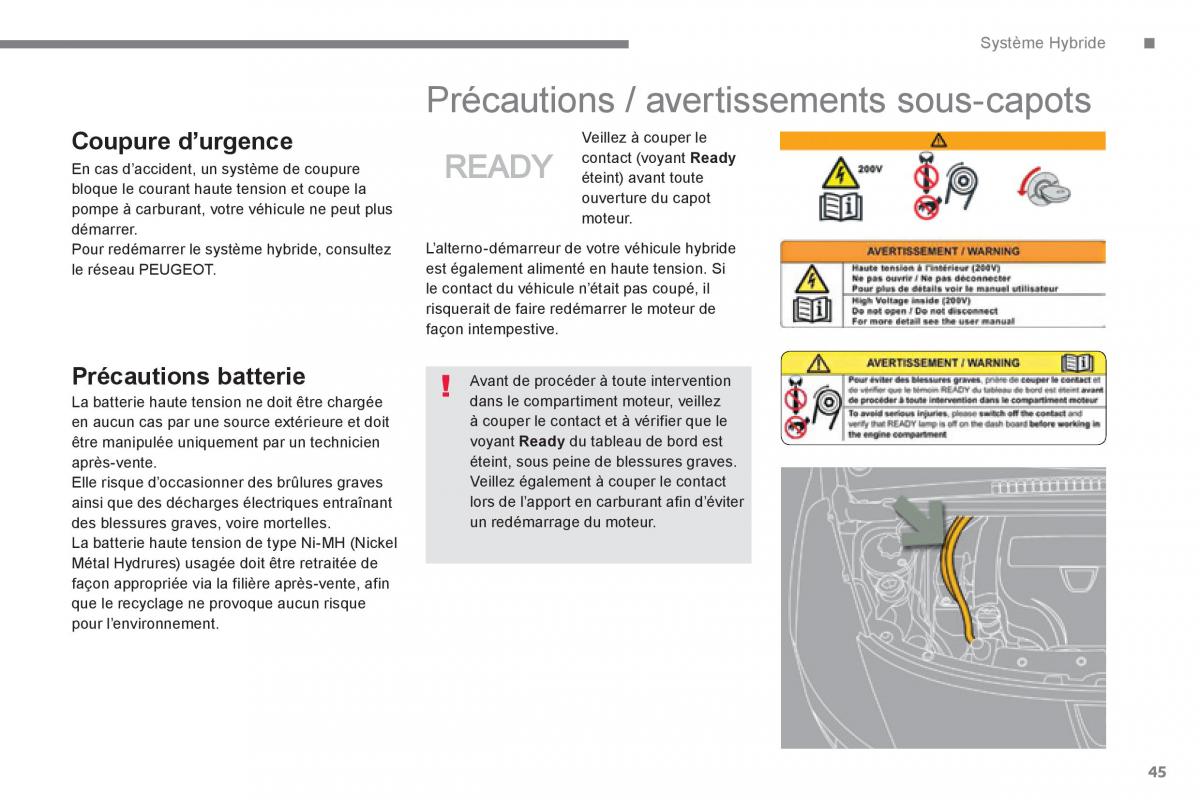 Peugeot 3008 Hybrid manuel du proprietaire / page 47