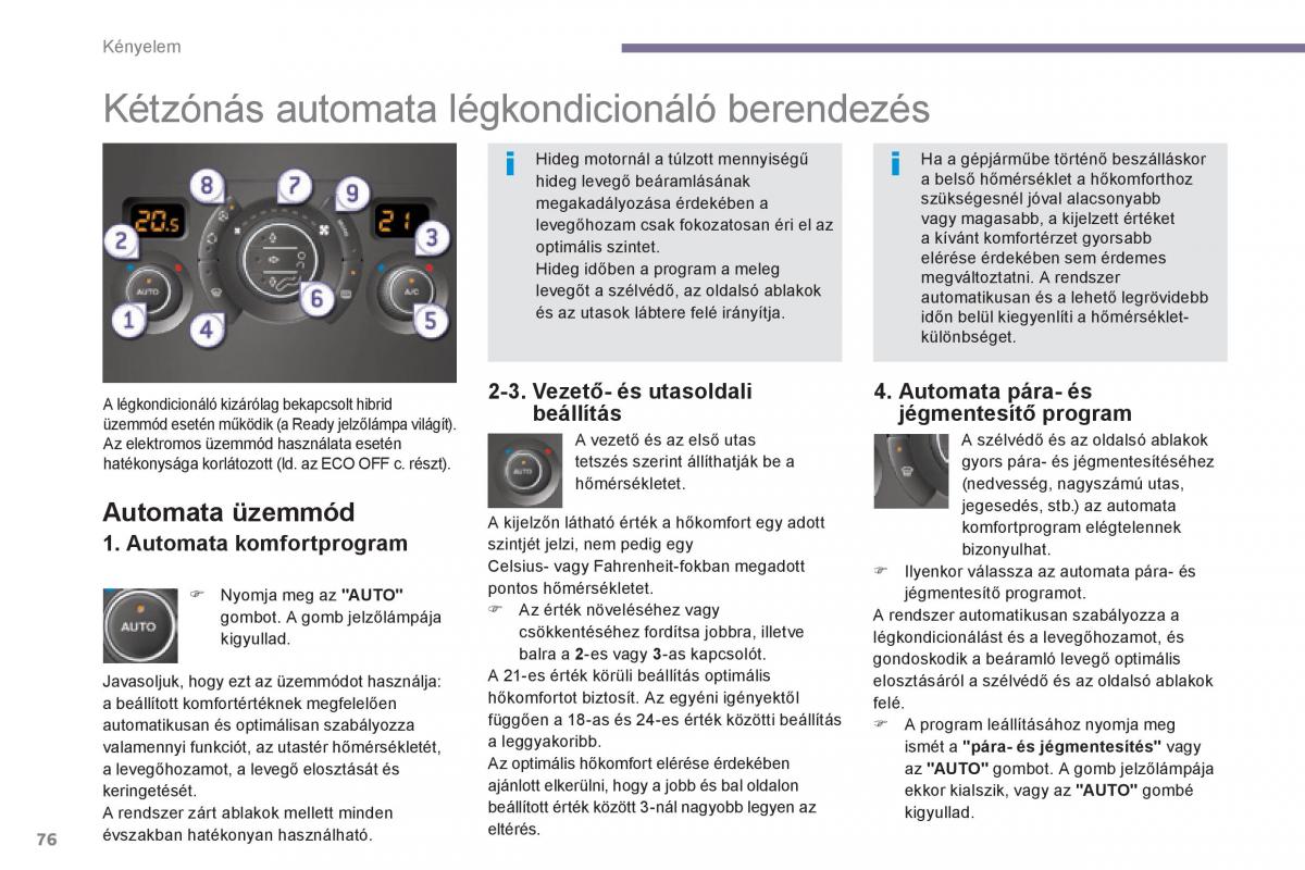 Peugeot 3008 Hybrid Kezelesi utmutato / page 78