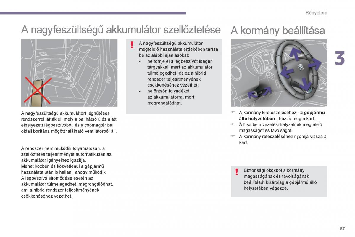 Peugeot 3008 Hybrid Kezelesi utmutato / page 89