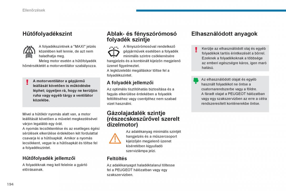 Peugeot 3008 Hybrid Kezelesi utmutato / page 196