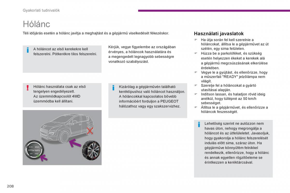 Peugeot 3008 Hybrid Kezelesi utmutato / page 210