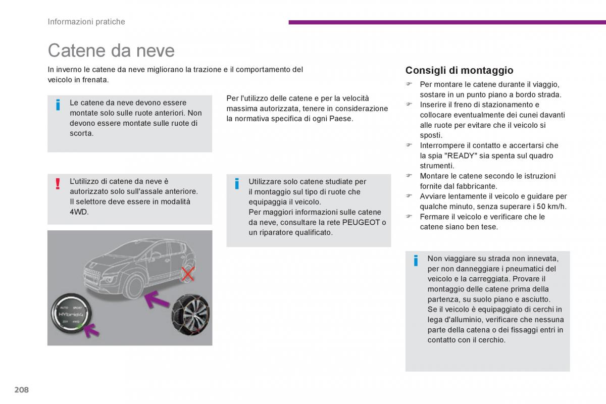 Peugeot 3008 Hybrid manuale del proprietario / page 210