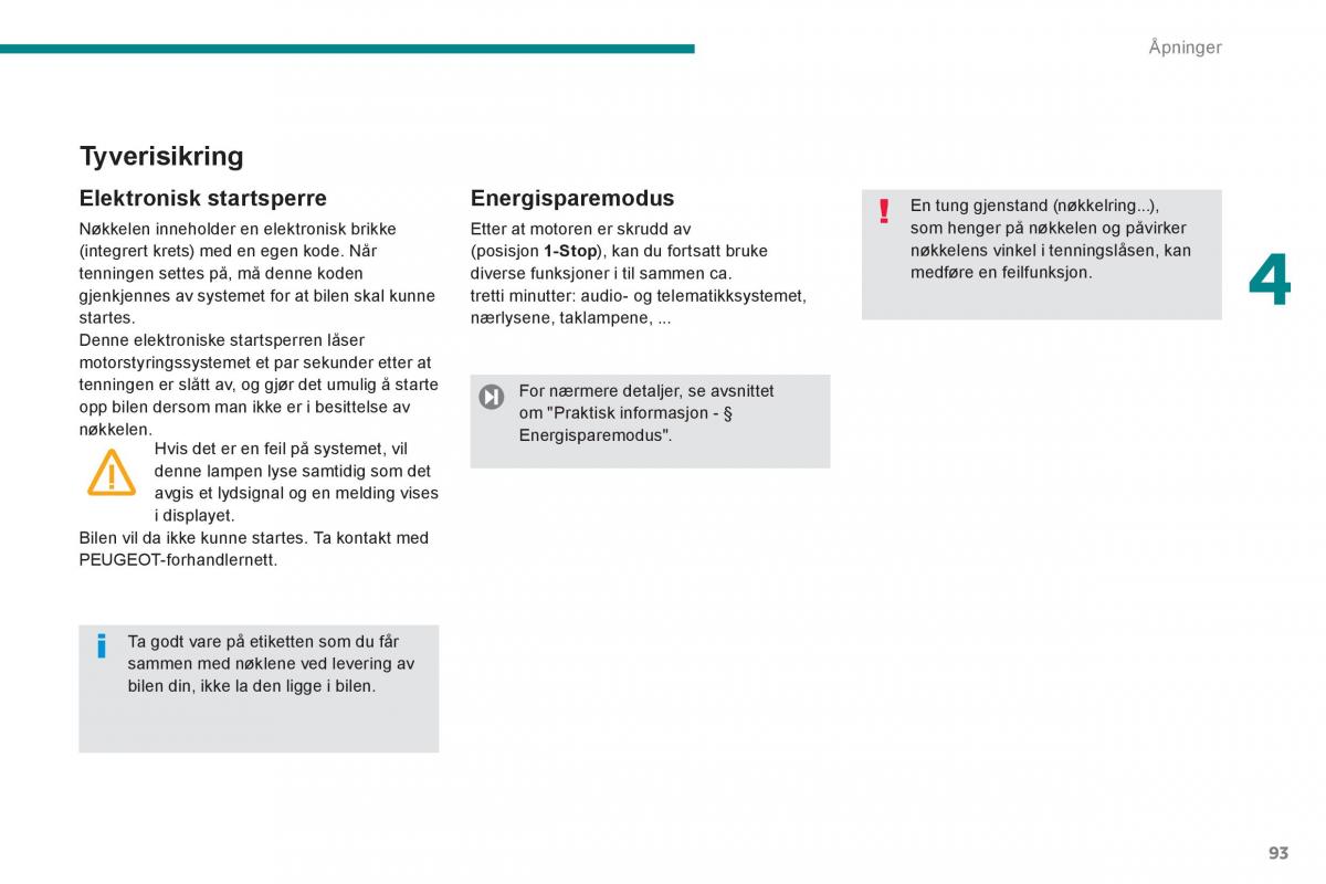 Peugeot 3008 Hybrid bruksanvisningen / page 95