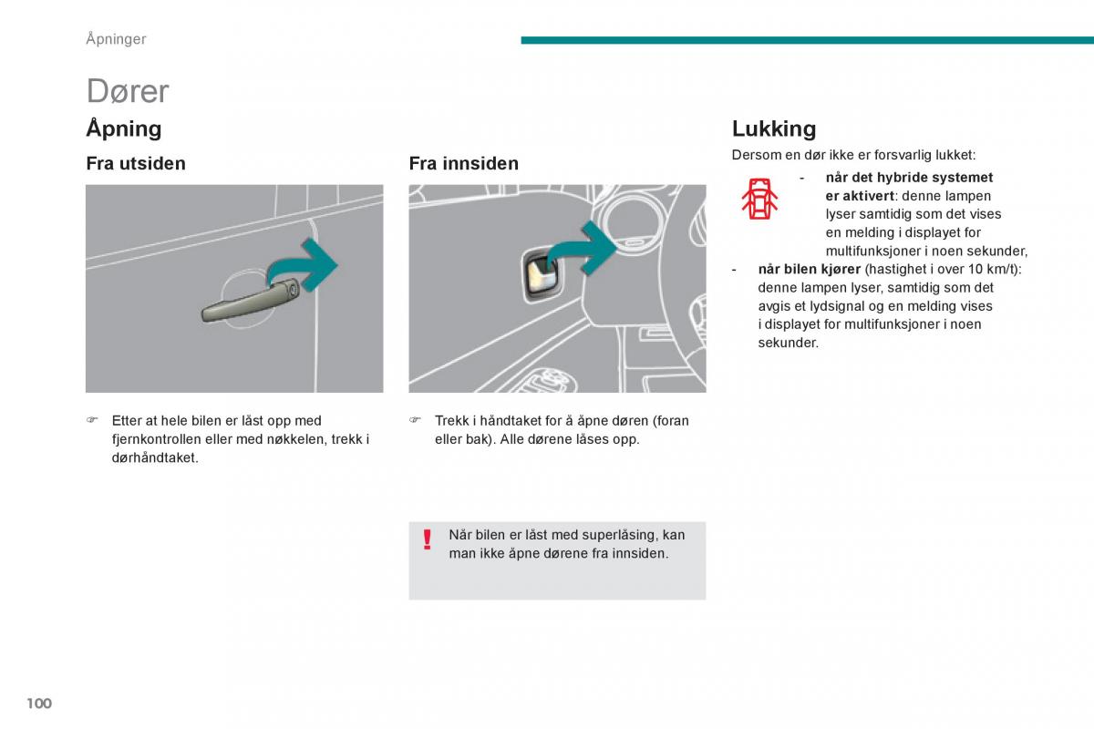 Peugeot 3008 Hybrid bruksanvisningen / page 102