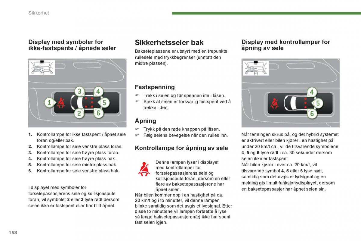 Peugeot 3008 Hybrid bruksanvisningen / page 160