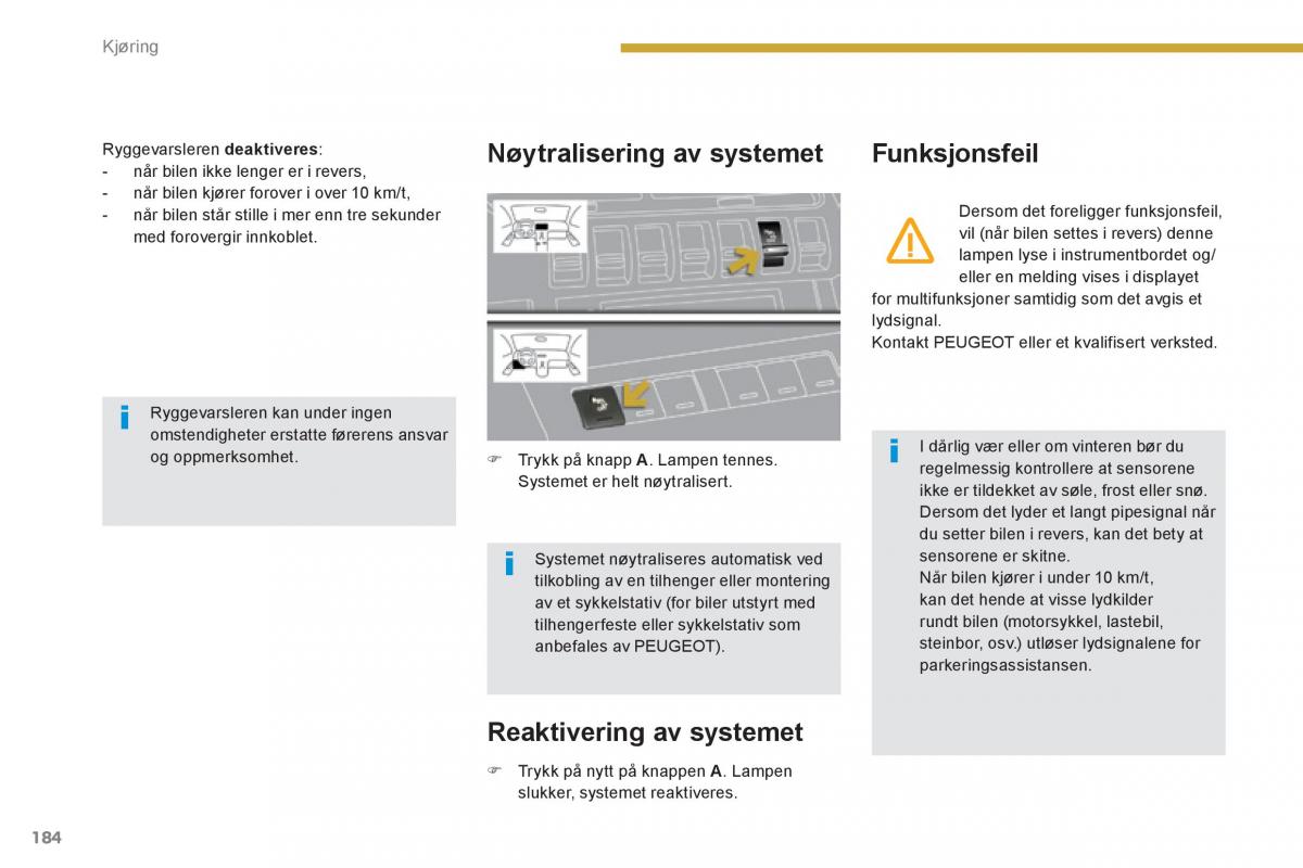 Peugeot 3008 Hybrid bruksanvisningen / page 186