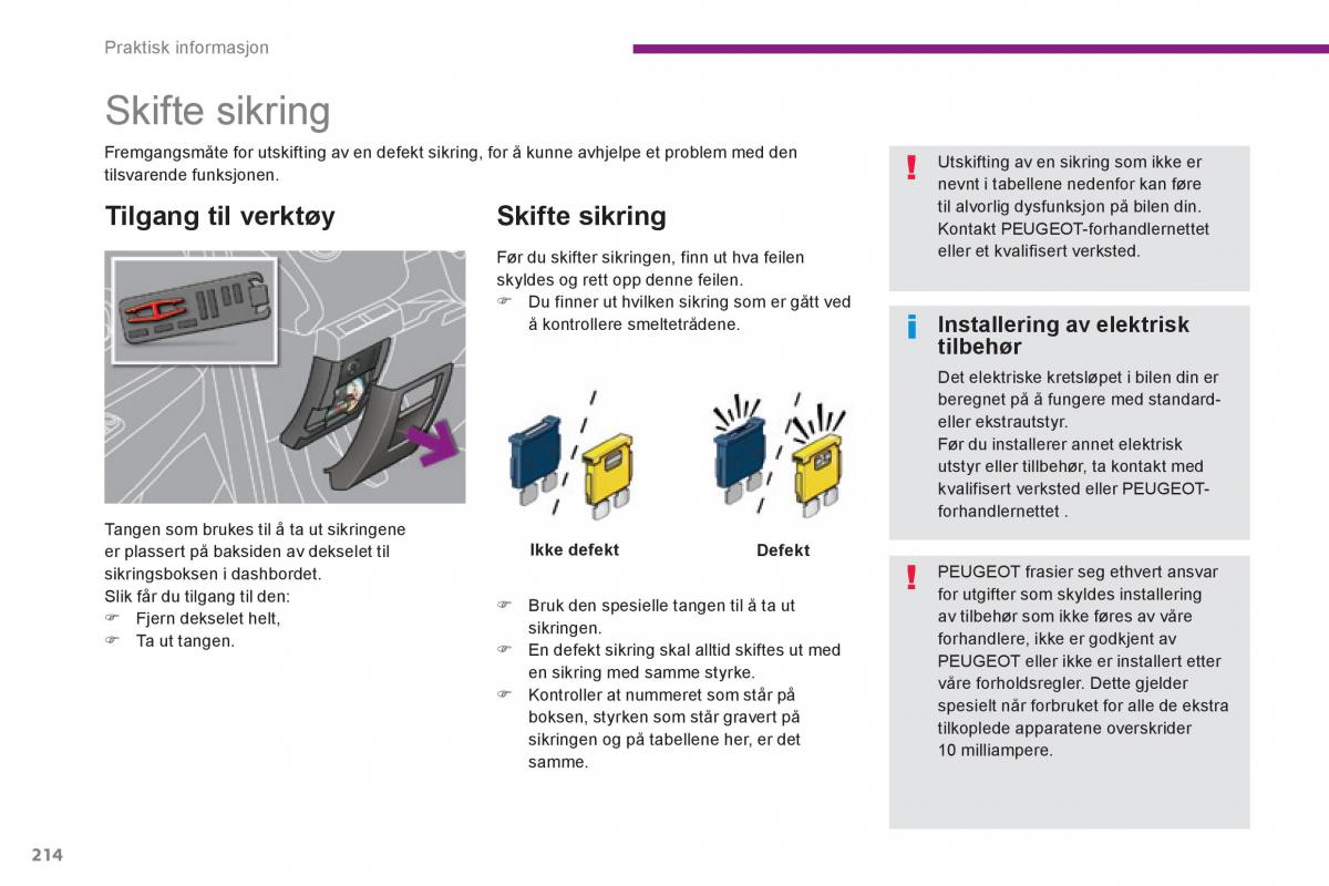 Peugeot 3008 Hybrid bruksanvisningen / page 216