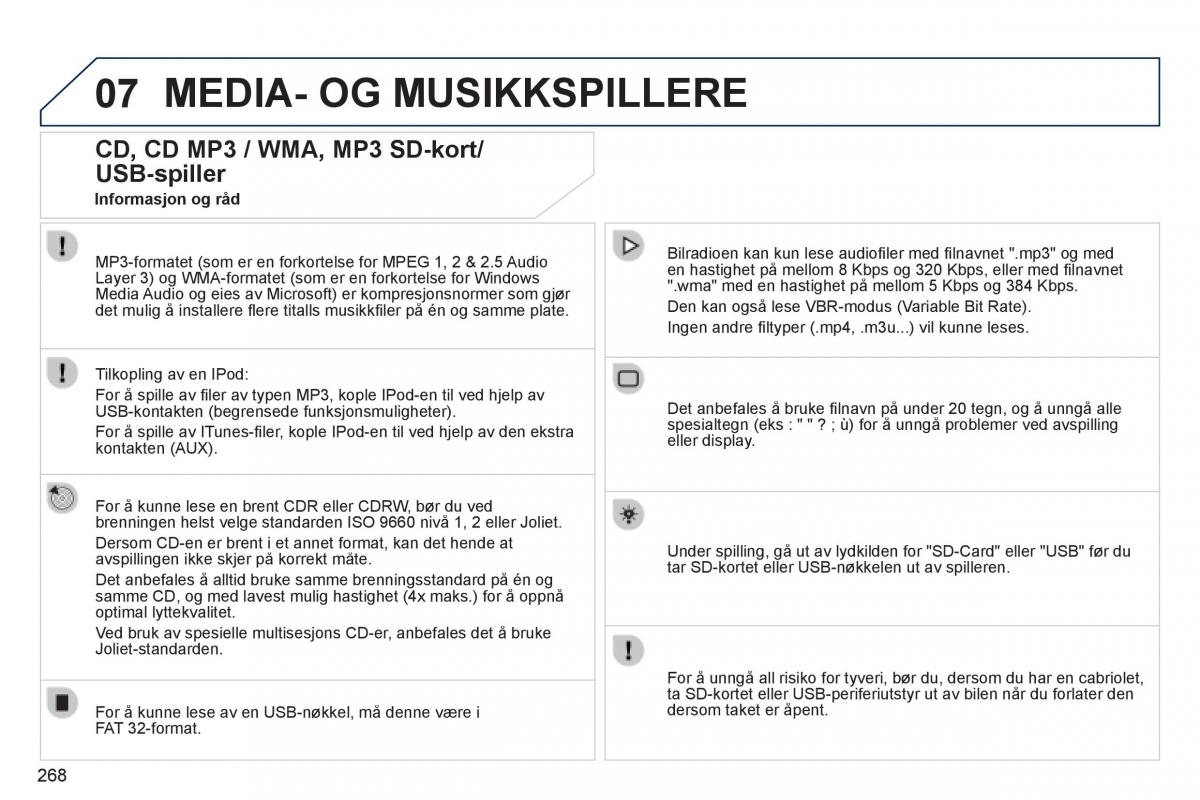 Peugeot 3008 Hybrid bruksanvisningen / page 270