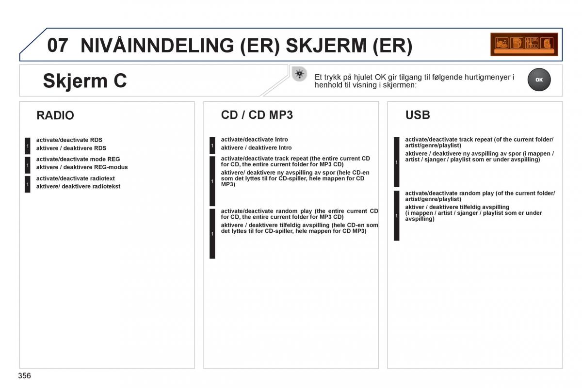 Peugeot 3008 Hybrid bruksanvisningen / page 358