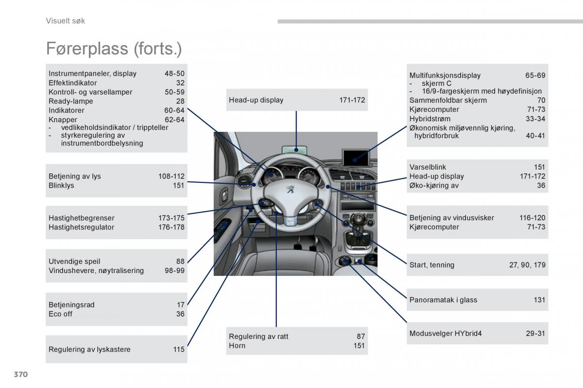 Peugeot 3008 Hybrid bruksanvisningen / page 372