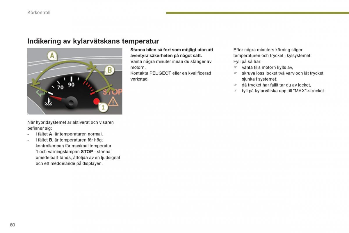 Peugeot 3008 Hybrid instruktionsbok / page 62