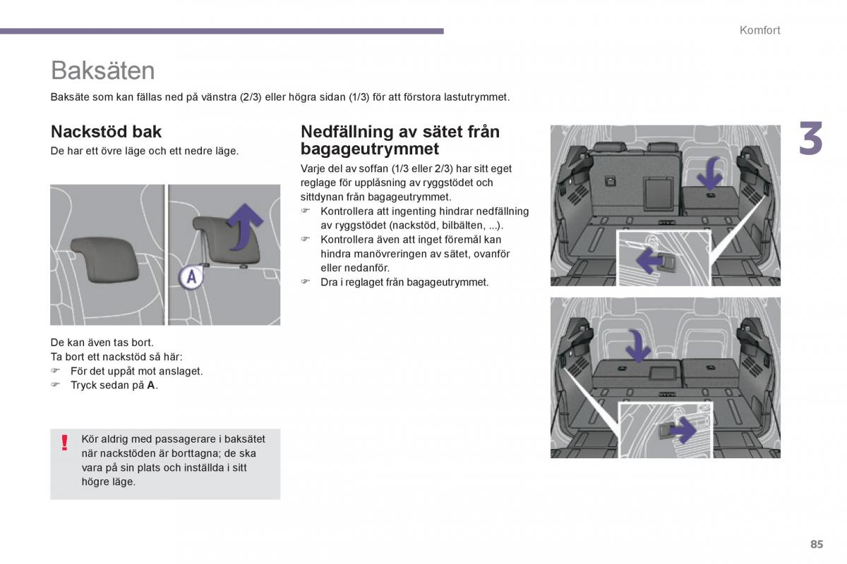 Peugeot 3008 Hybrid instruktionsbok / page 87