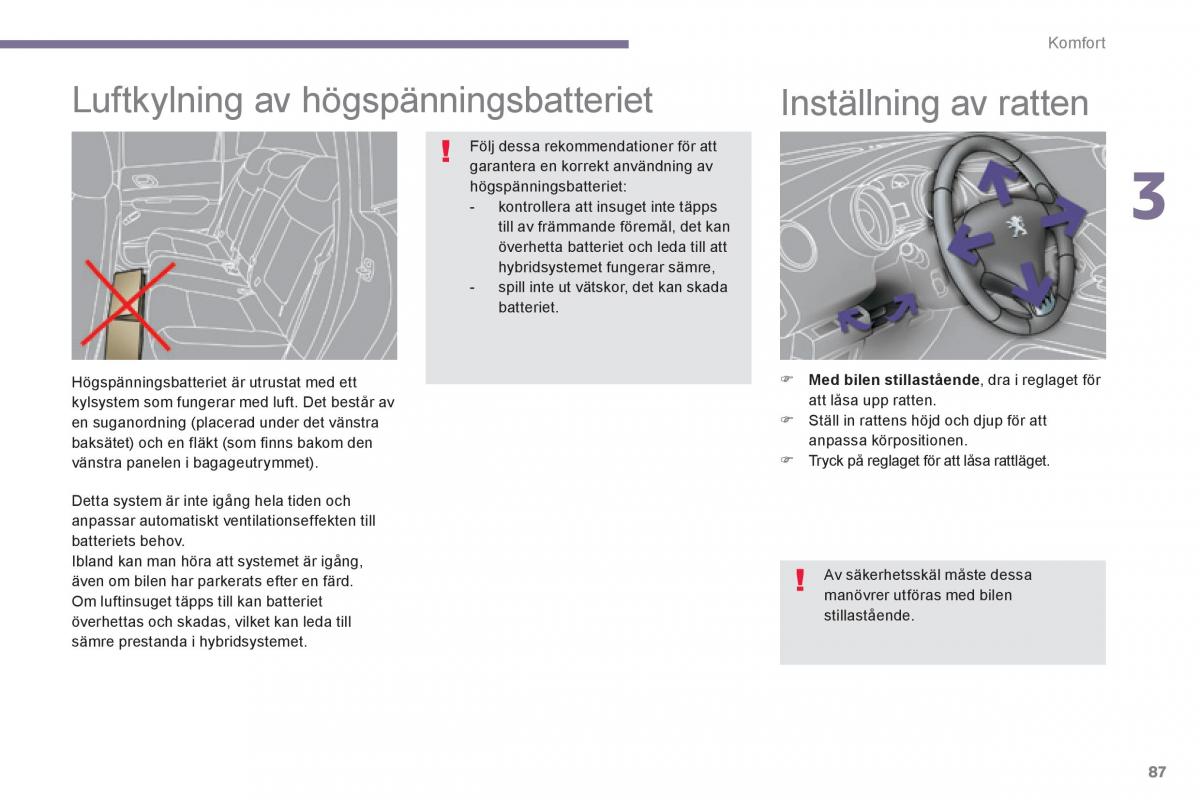 Peugeot 3008 Hybrid instruktionsbok / page 89