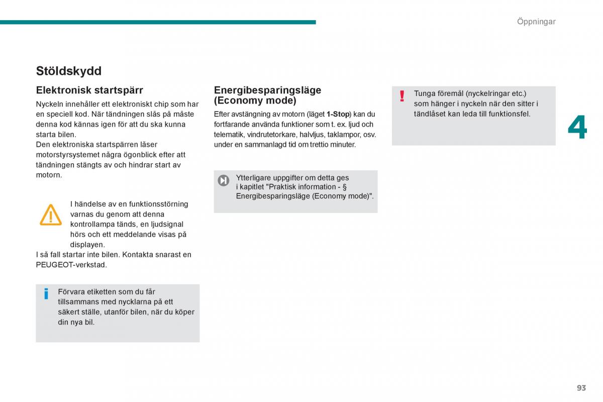 Peugeot 3008 Hybrid instruktionsbok / page 95