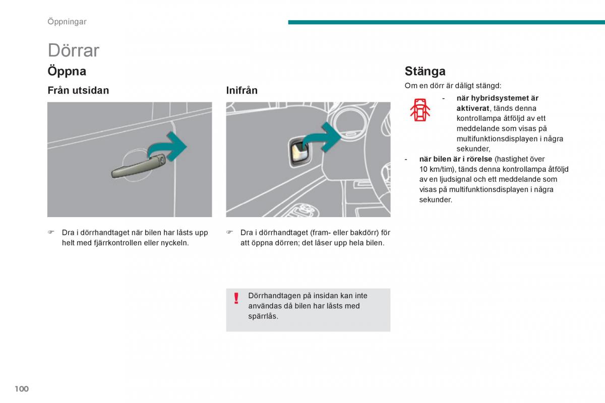 Peugeot 3008 Hybrid instruktionsbok / page 102