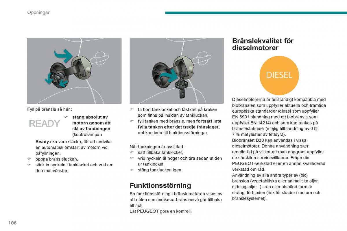 Peugeot 3008 Hybrid instruktionsbok / page 108