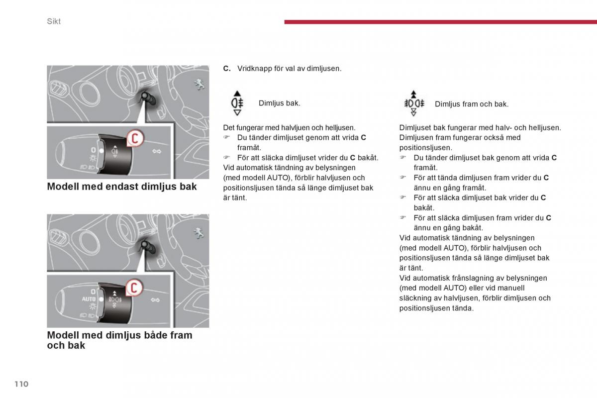 Peugeot 3008 Hybrid instruktionsbok / page 112