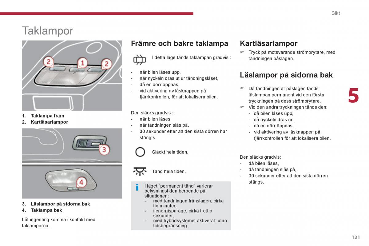 Peugeot 3008 Hybrid instruktionsbok / page 123