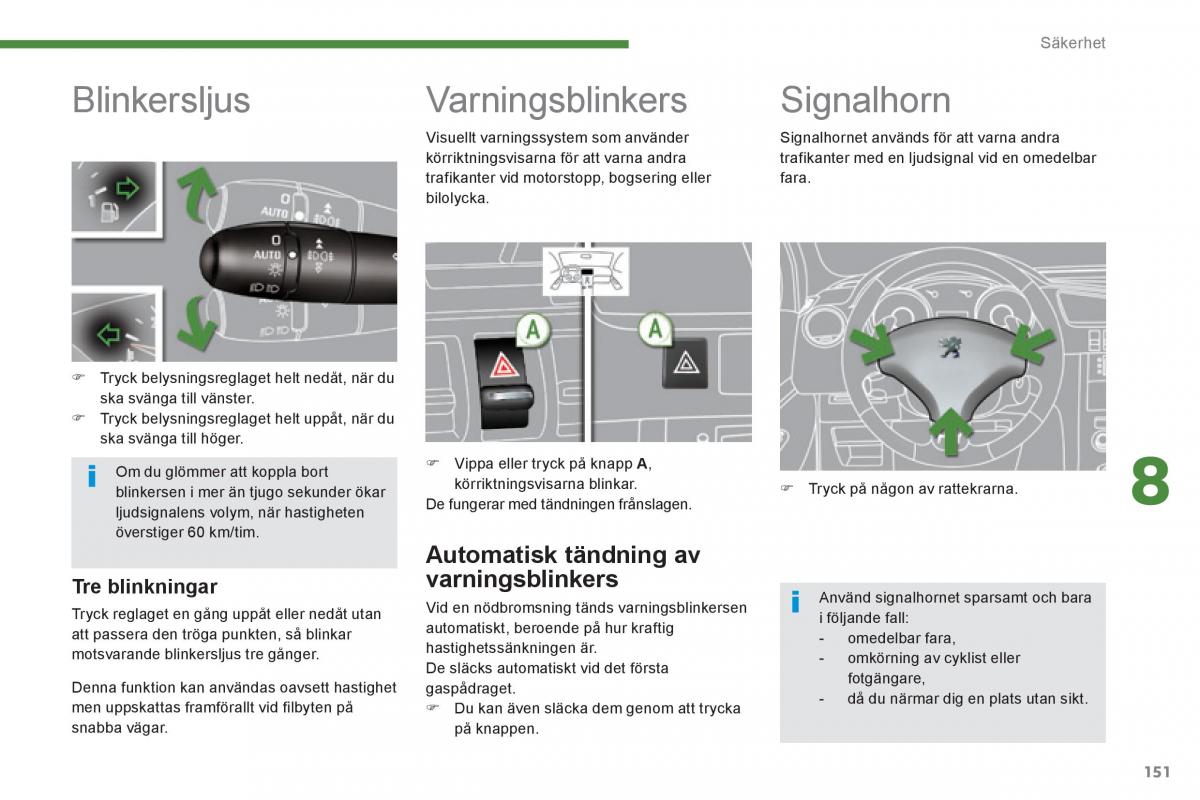 Peugeot 3008 Hybrid instruktionsbok / page 153