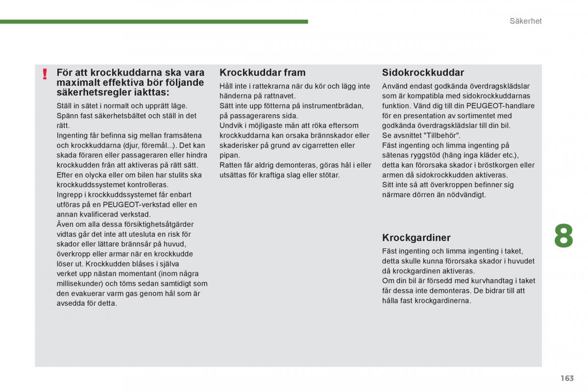 Peugeot 3008 Hybrid instruktionsbok / page 165