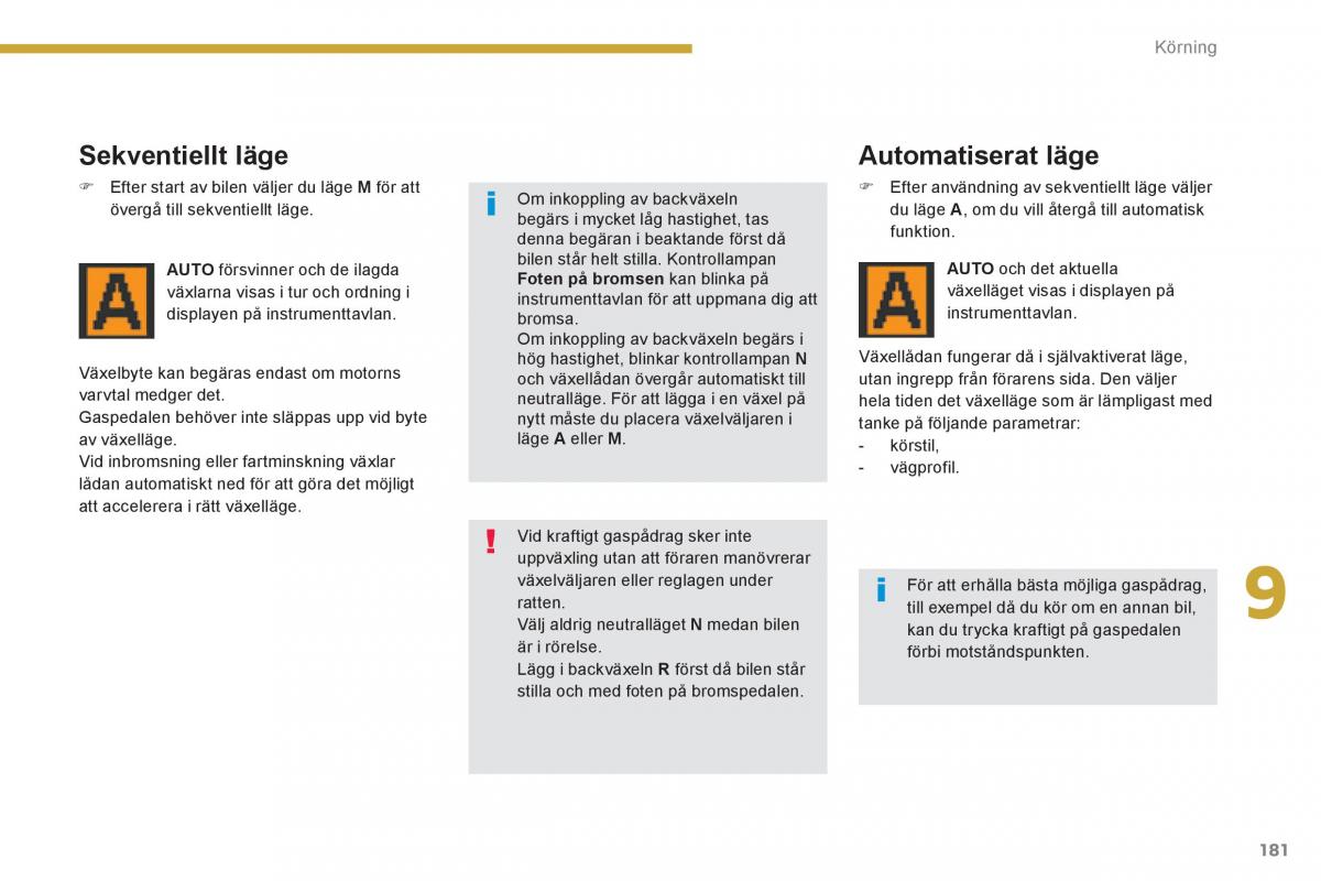 Peugeot 3008 Hybrid instruktionsbok / page 183