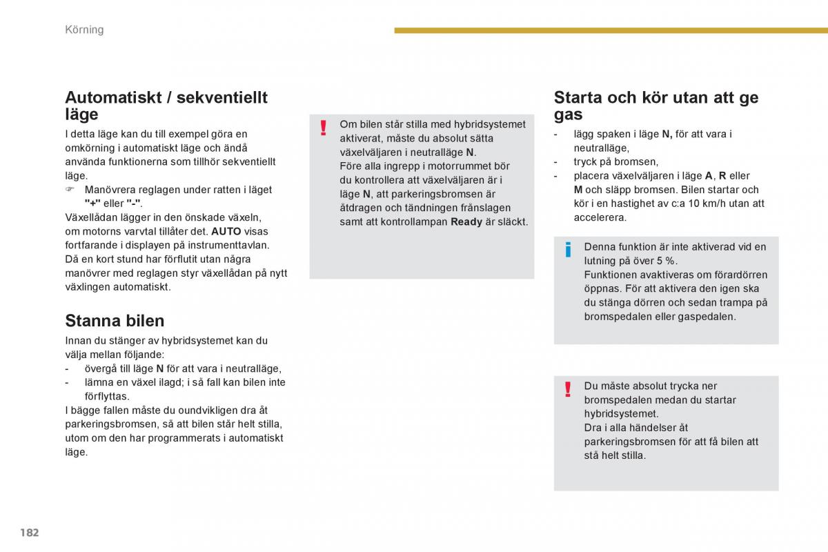 Peugeot 3008 Hybrid instruktionsbok / page 184