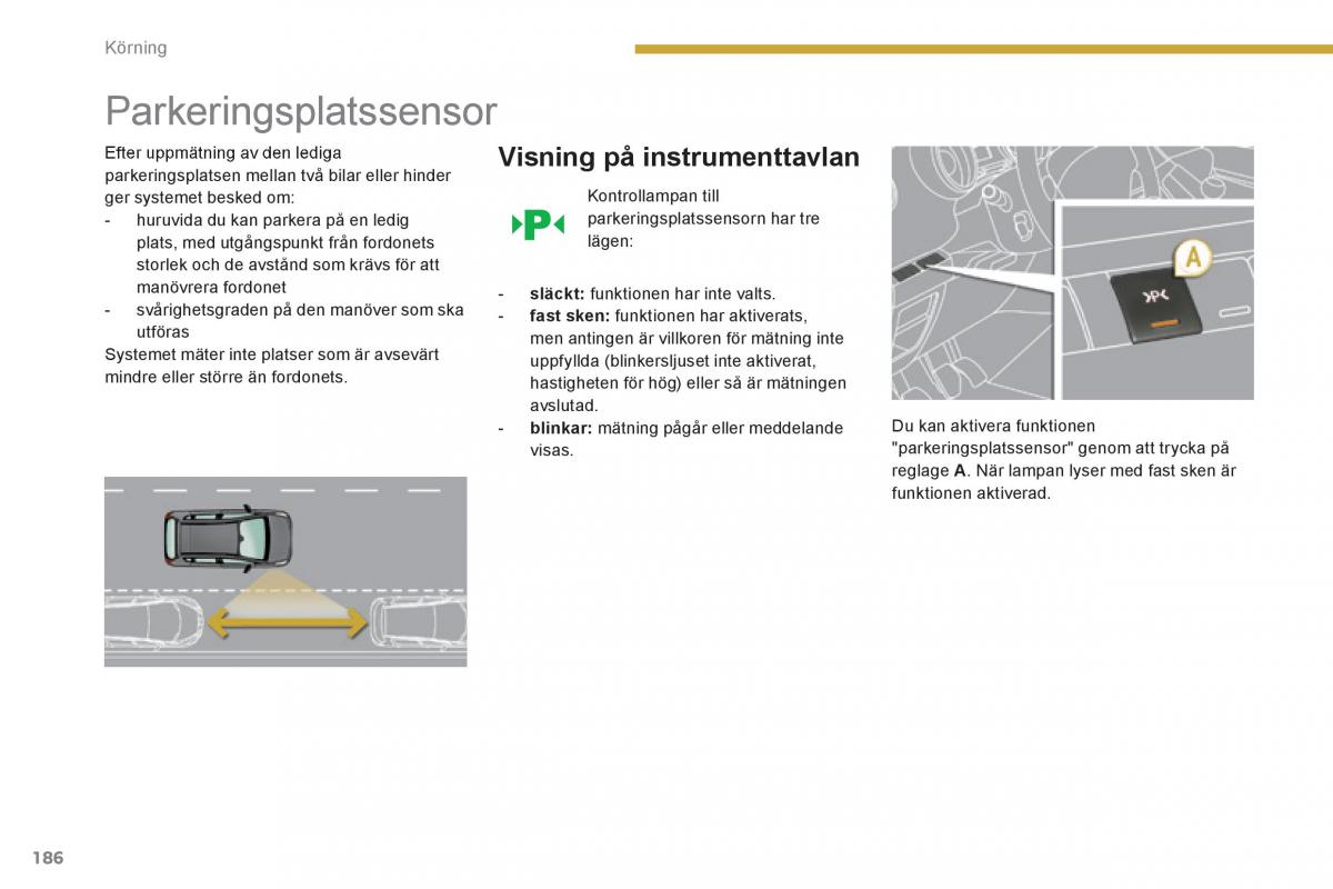 Peugeot 3008 Hybrid instruktionsbok / page 188