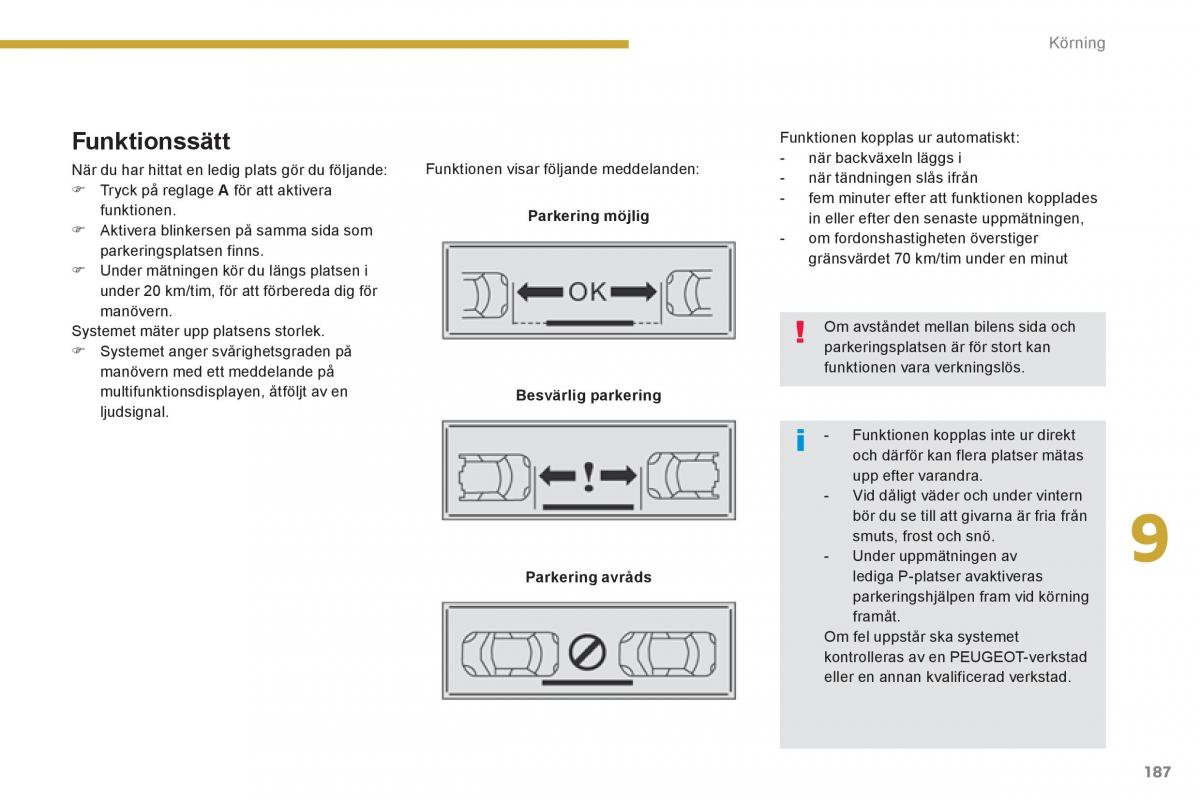 Peugeot 3008 Hybrid instruktionsbok / page 189