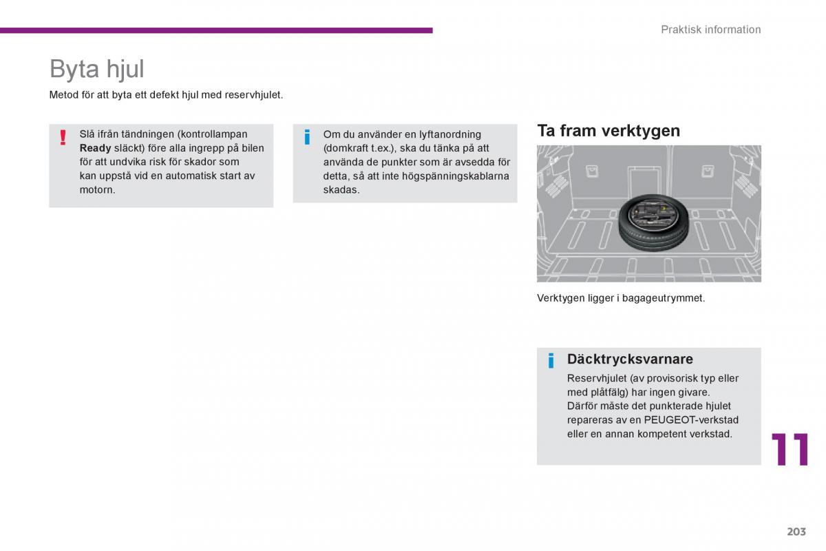 Peugeot 3008 Hybrid instruktionsbok / page 205