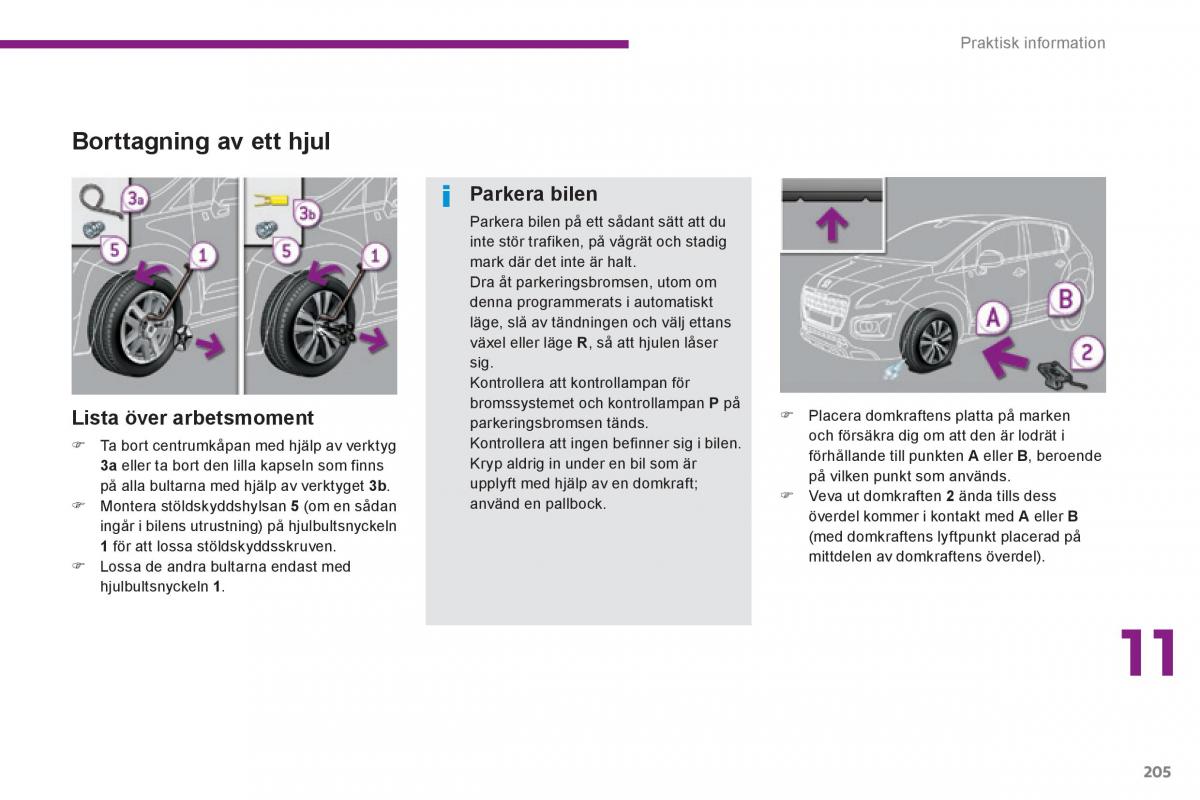 Peugeot 3008 Hybrid instruktionsbok / page 207