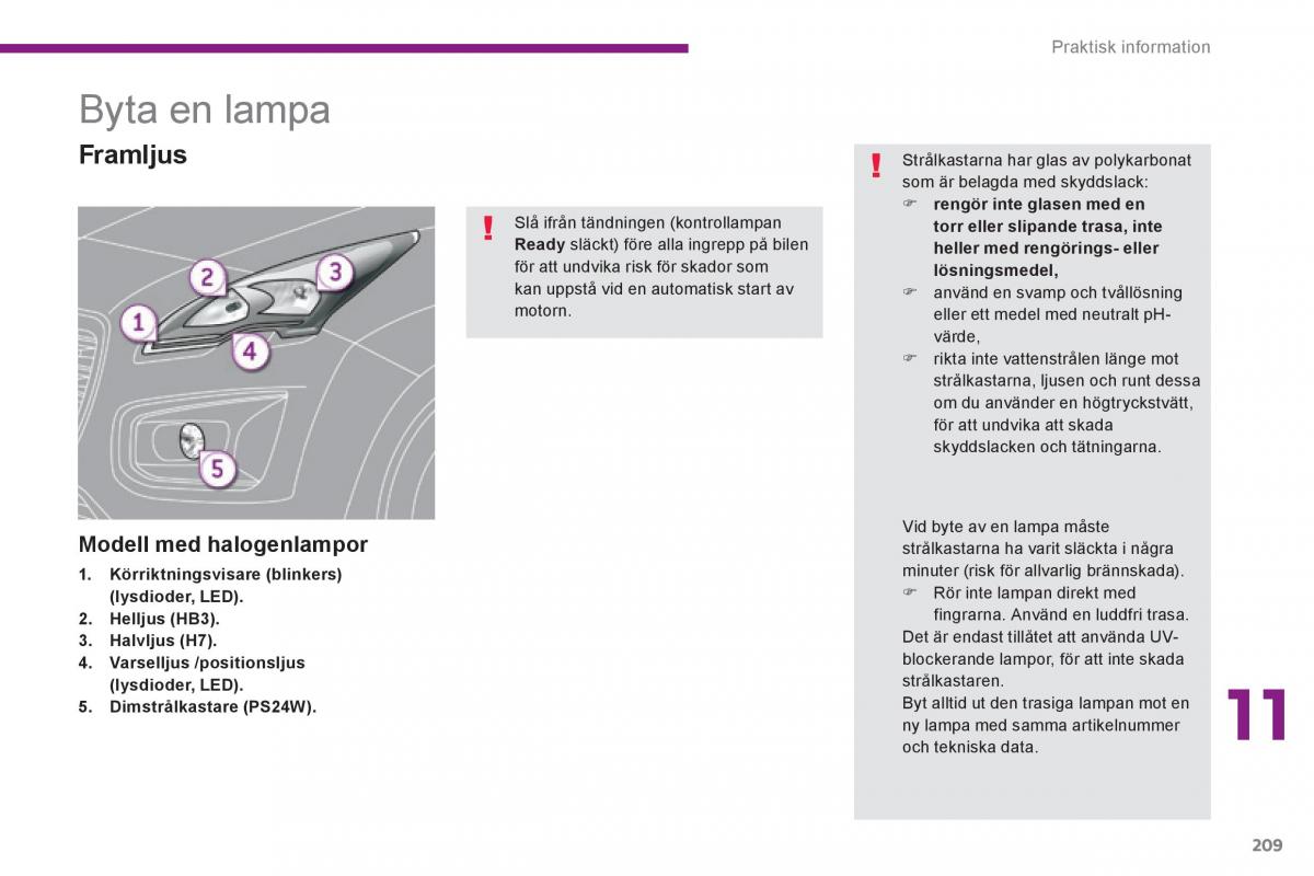 Peugeot 3008 Hybrid instruktionsbok / page 211