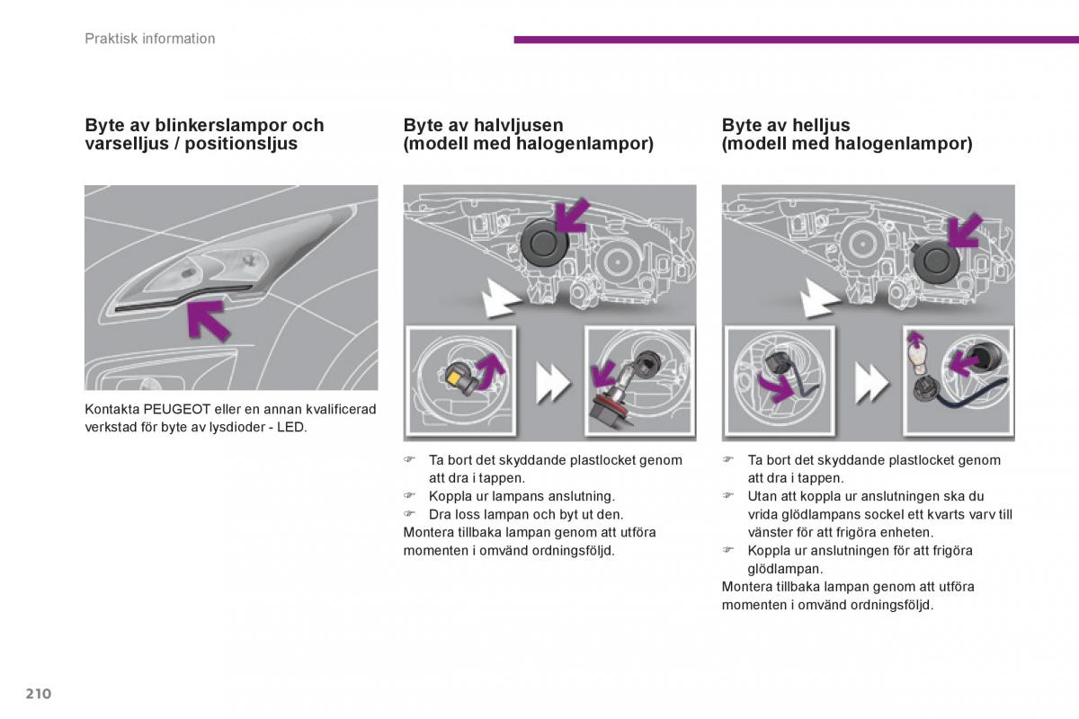 Peugeot 3008 Hybrid instruktionsbok / page 212