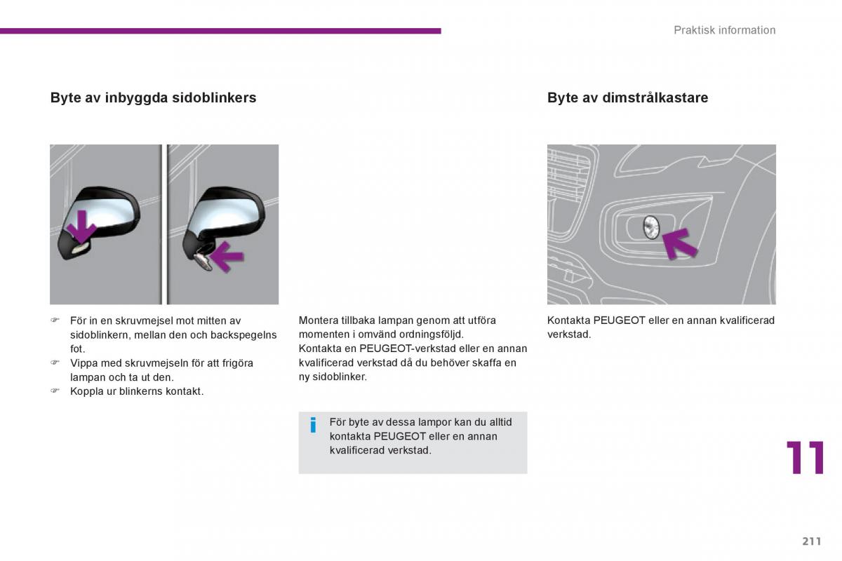 Peugeot 3008 Hybrid instruktionsbok / page 213