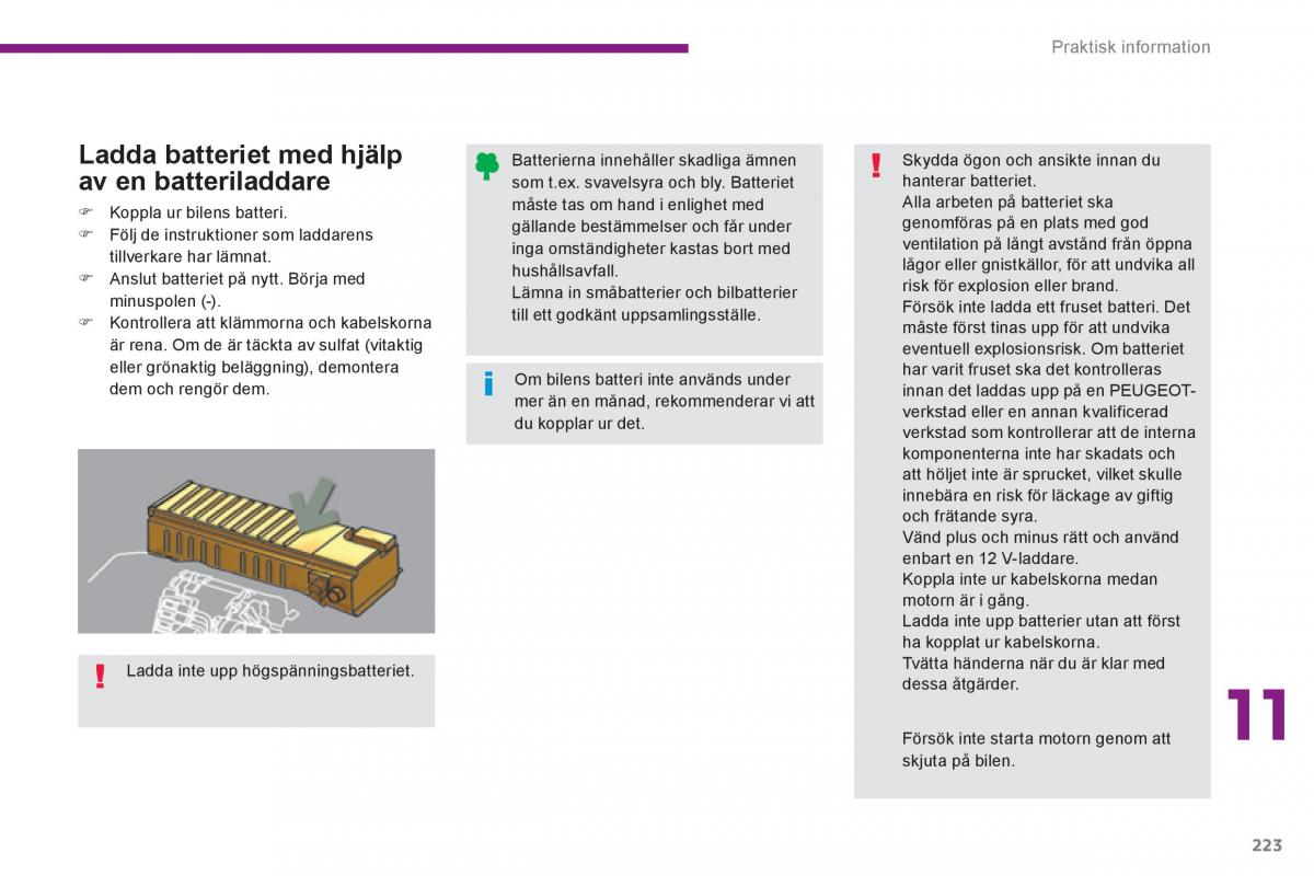 Peugeot 3008 Hybrid instruktionsbok / page 225