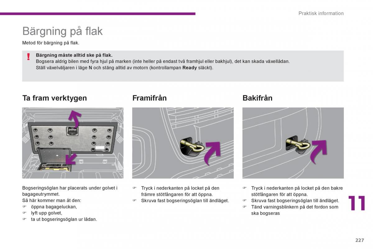 Peugeot 3008 Hybrid instruktionsbok / page 229