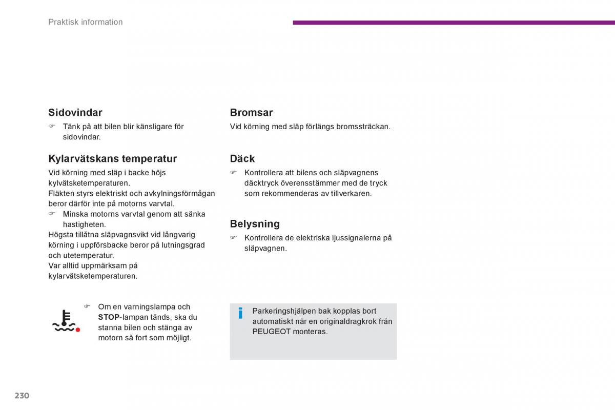 Peugeot 3008 Hybrid instruktionsbok / page 232