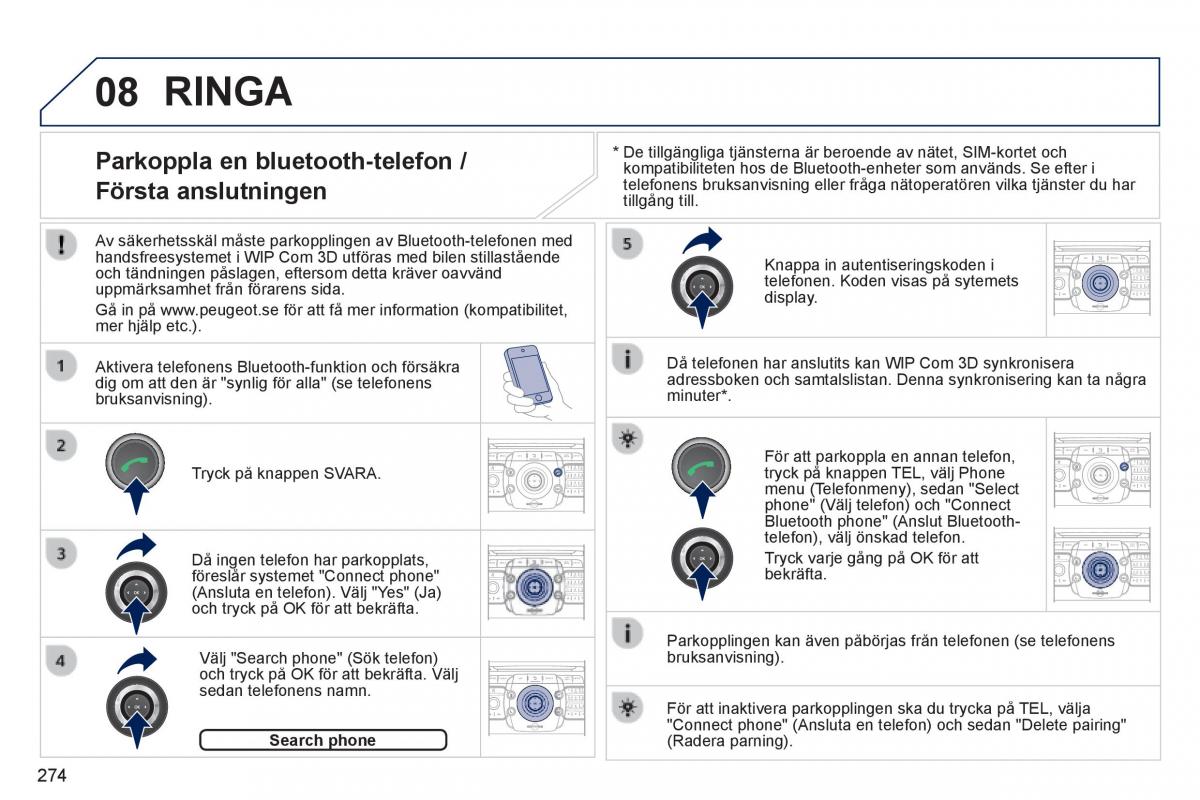 Peugeot 3008 Hybrid instruktionsbok / page 276