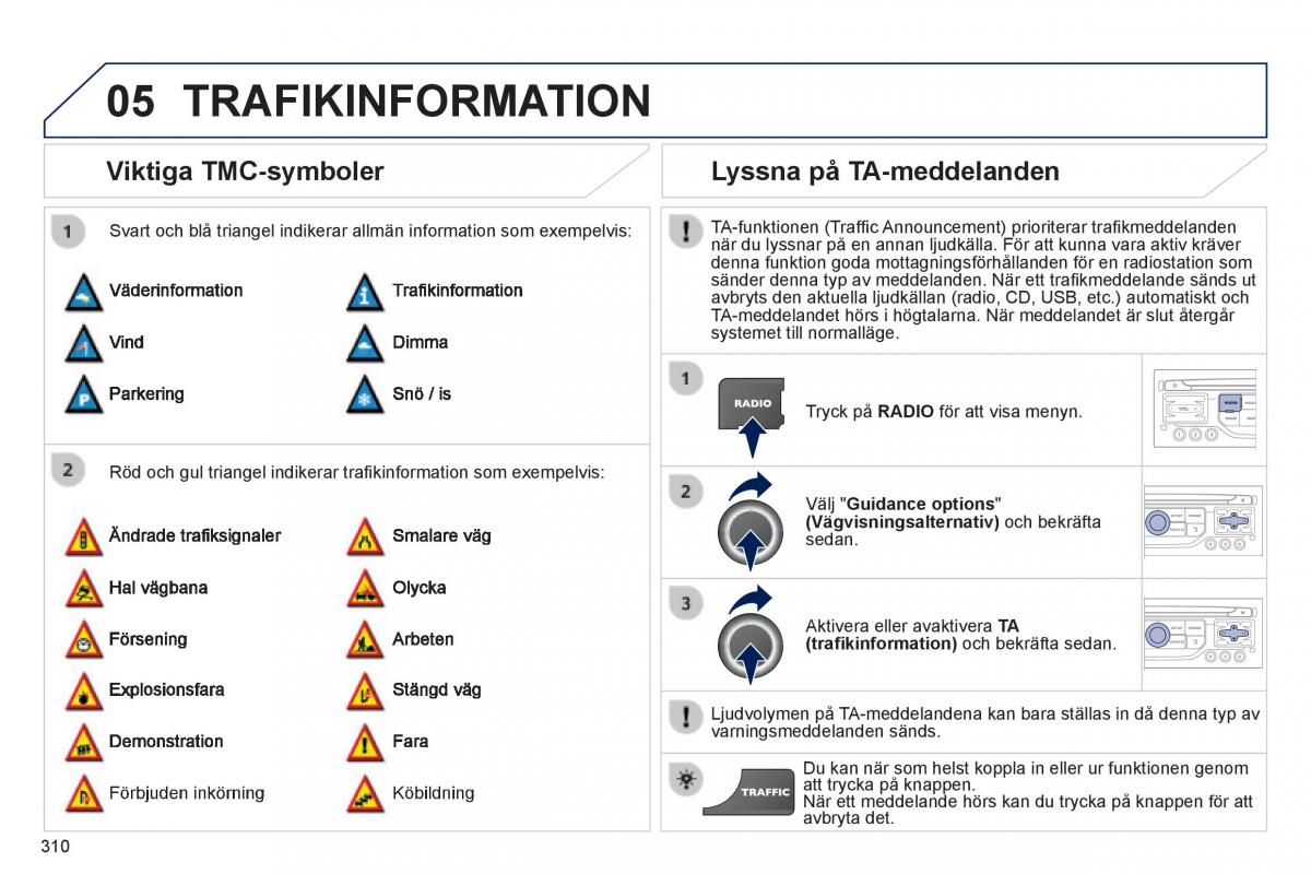 Peugeot 3008 Hybrid instruktionsbok / page 312