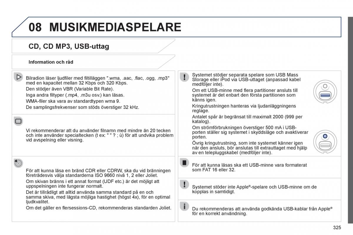 Peugeot 3008 Hybrid instruktionsbok / page 327