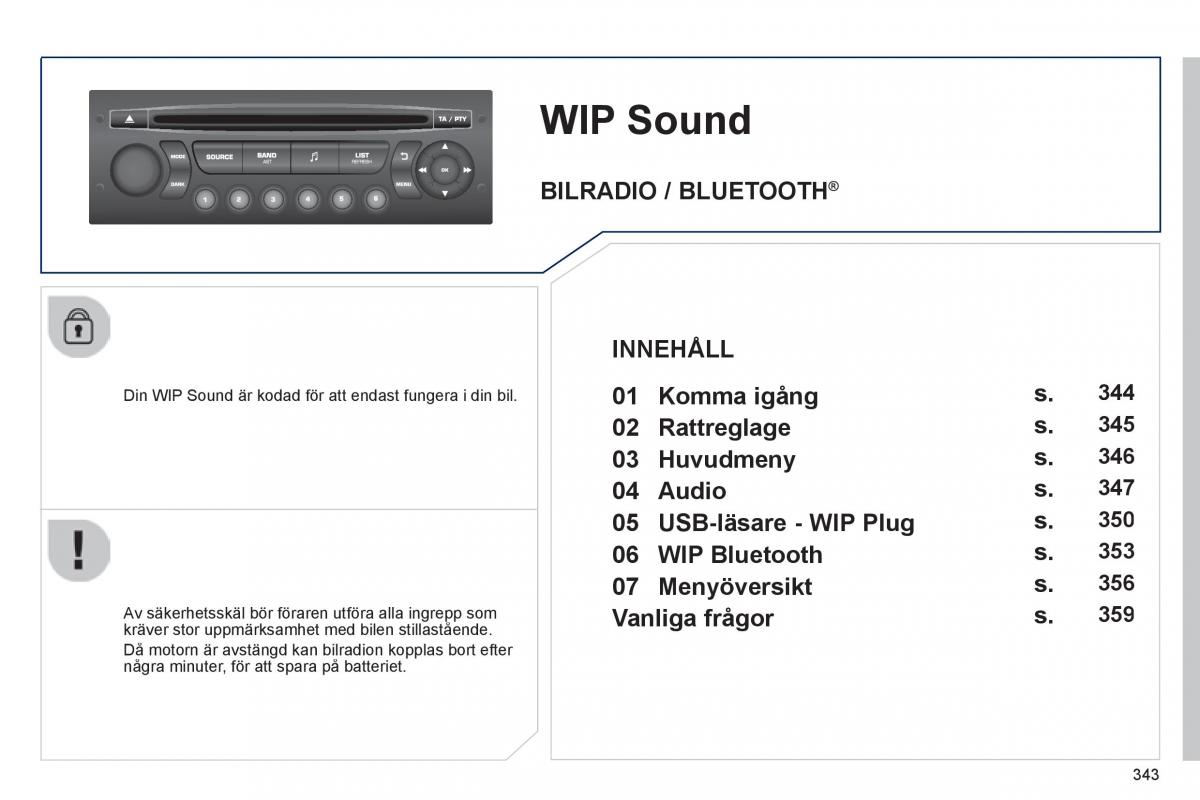 Peugeot 3008 Hybrid instruktionsbok / page 345