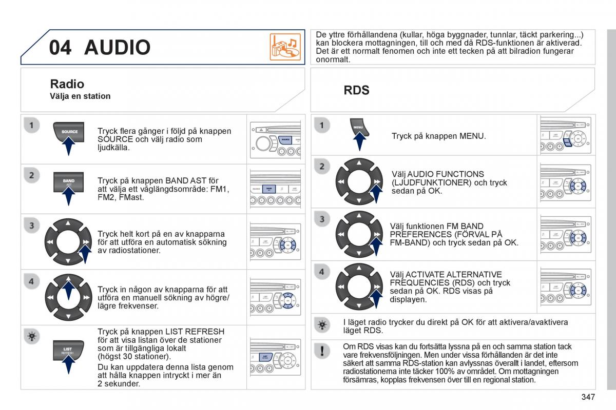 Peugeot 3008 Hybrid instruktionsbok / page 349