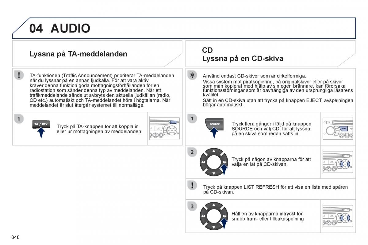 Peugeot 3008 Hybrid instruktionsbok / page 350