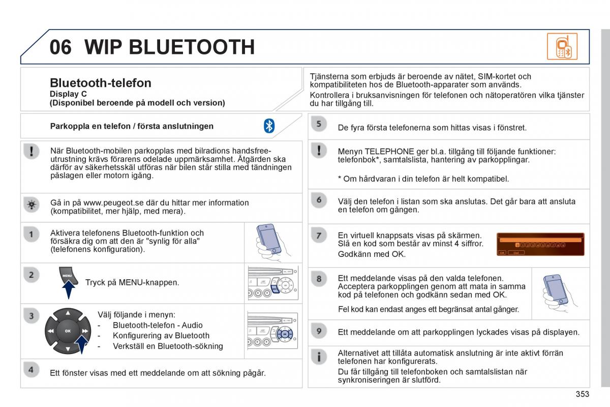 Peugeot 3008 Hybrid instruktionsbok / page 355