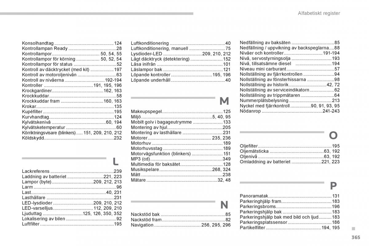 Peugeot 3008 Hybrid instruktionsbok / page 367