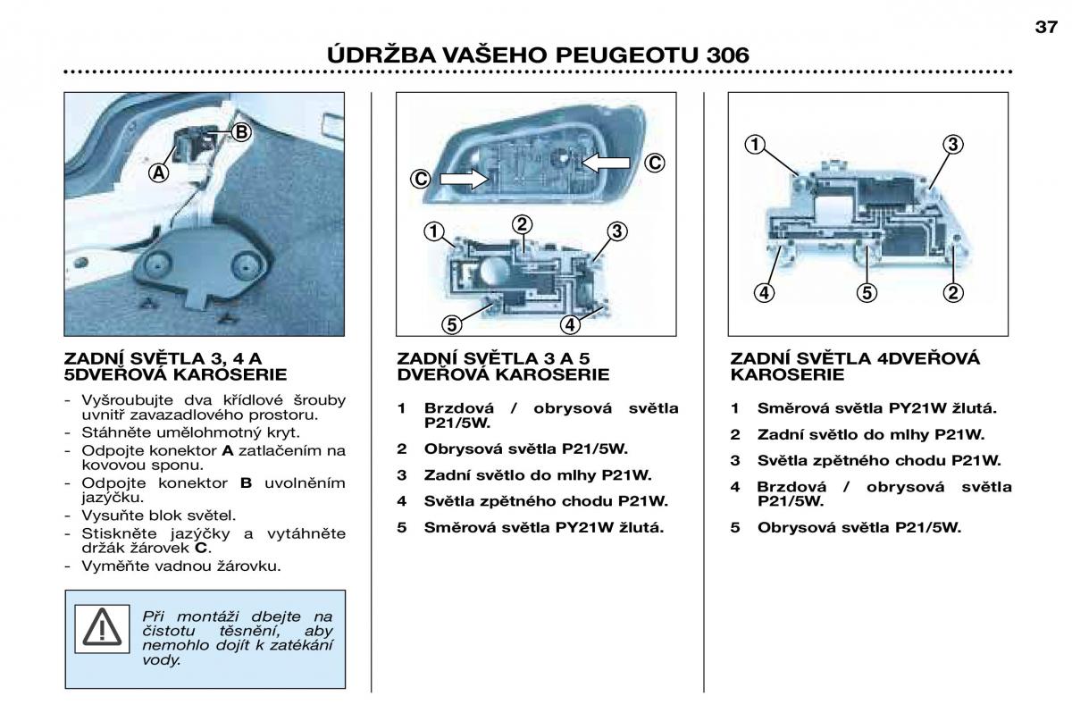 Peugeot 306 Break PH3 navod k obsludze / page 104