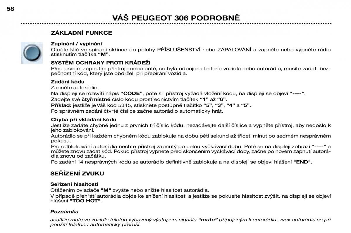 Peugeot 306 Break PH3 navod k obsludze / page 34