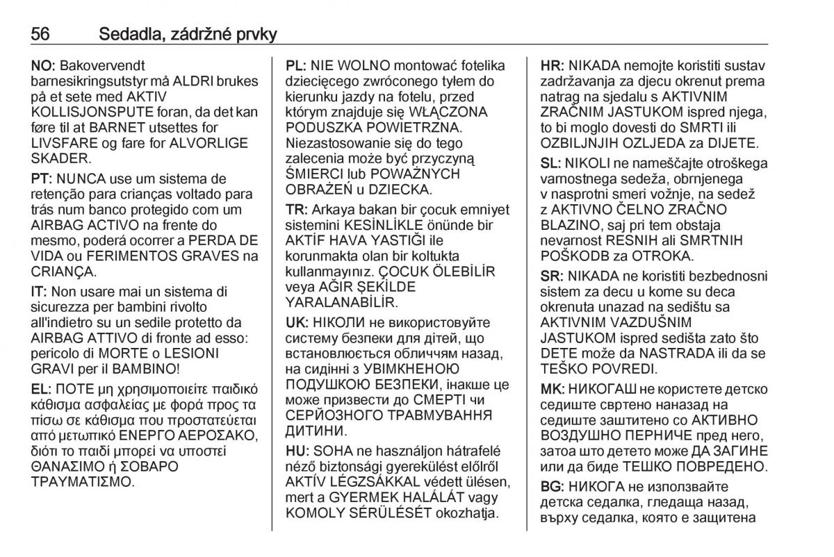 Opel Astra K V 5 navod k obsludze / page 58