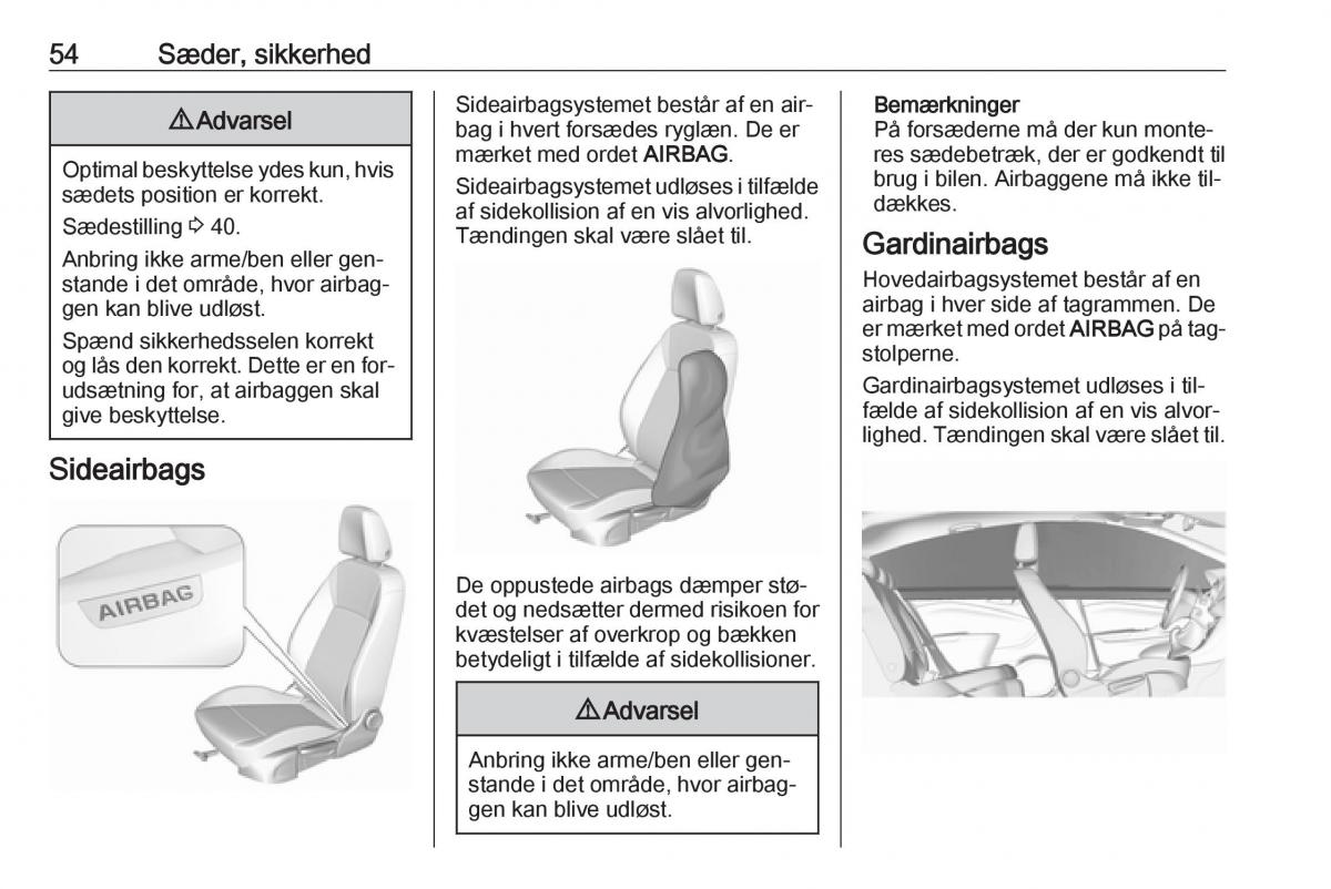 Opel Astra K V 5 Bilens instruktionsbog / page 56